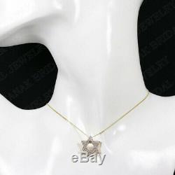 1.00Ct Round Cut Diamond Star Shaped Pendant Necklace 14K Yellow Gold Finish