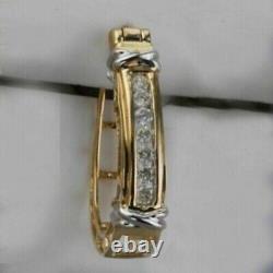 1.00Ct Round Cut Real Moissanite Huggie Hoop Earrings 14K Two Tone Gold Plated