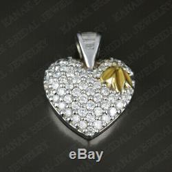 1.00 Ct Round Cut Diamond Heart Pendant Necklace 14K White Gold Finish