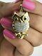 1.00 Ct Round Cut Simulated Owl Pendant With Free Chain 925 Sterling Silver