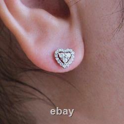 1.05 Ct Round Cut 14K White Gold Heart Shape Diamond Stud Earrings Jewelry