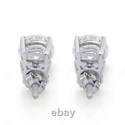 1.10 Cttw Solitaire Stud Earrings Simulated Diamond Screw back 10K White Gold
