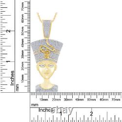 1 1/3 Ct Nefertiti Pendant Necklace Round Simulated Diamond 925 Sterling For Men