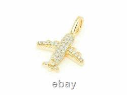 1.20CT Round Simulated Moissanite Airplane Shape Pendant 14K Yellow Gold Plated
