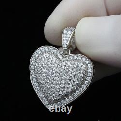 1.20Ct Round Simulated Moissanite 3D Double Heart Pendant 14K White Gold Plated