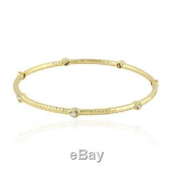 1.23ct Diamond Solid 18k Yellow Gold Sleek Bangle Bracelet Women Fashion Jewelry