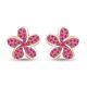 1/3ct Flower Cluster Stud Earrings Simulated Pink Sapphire Solid 10k Rose Gold