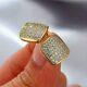 1.40ct Round Simulated Moissanite Cluster Stud Earrings 14k Yellow Gold Plated