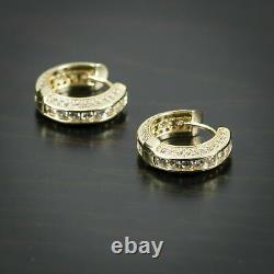 1.50CT Round Cut VVS1/D Diamond Men's Hoop Earrings 14k Yellow Gold Finish