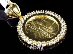 1.50Ct Diamond Simulated Lady Coin Charm Pendant 14k Gold Yellow Gold Finish