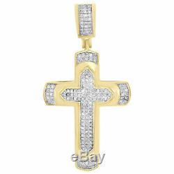 1.50Ct Round Cut Diamond Jesus Cross Pendant Charm 14K Yellow Gold Finish