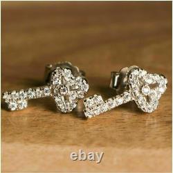 1.50Ct Round Simulated Diamond Cluster Key Stud Earrings 14K White Gold Plated