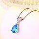1.50 Ct Pear Cut Lab Created Blue Topaz Solitaire Pendant 14k White Gold Plated