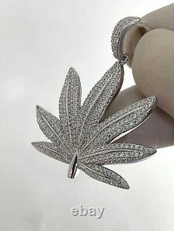 1.50 Ct Round Cut Simulated Diamond Fancy Leaf Pendant In 14k White Gold Plated