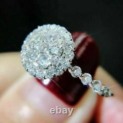 1.50ct Round-Cut Diamond Cluster Engagement Ring 14k White Gold Finish