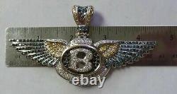 1.60 Ct Round Cubic Zirconia Bentley Flying Pendant Real 925 Sterling Silver