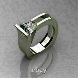 1.70Ct Trillion Cut Lab Created Diamond Wedding Men's Ring 14K White Gold Finish