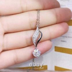 1.90 Ct Round Cut Simulated Diamond Women Fancy Pendant In 14K White Gold Plated