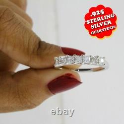 1 Ct Simulated Princess Diamond Wedding Band Ring Solid 925 Sterling Silver