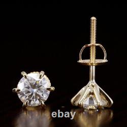 1 Ctw Round Cut Moissanite Martini Stud Earrings 10K Solid Yellow Gold