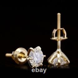 1 Ctw Round Cut Moissanite Martini Stud Earrings 10K Solid Yellow Gold