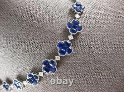 22.02 Ct Oval Simulated Sapphire 925 Silver Gold Plated Love Necklace