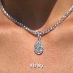 24 CT Pear Simulated Diamond Attractive Tennis Necklace 925 Silver Gold Plated