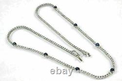 25.00CT Round Cut Sapphire Women Tennis Necklace 14K White Gold Plated