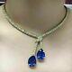 25.11 Ct Pear Simulated Sapphire Tennis Necklace Gold Plated 925 Silver