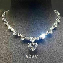 25 Ct Heart Cut Simulated Diamond Tennis Necklace 14K White Gold Finish