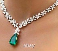 26.31 CT Simulated Emerald Tennis Necklaces Gold Plated 925 Silver