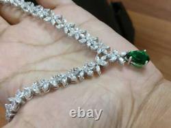 26.31 CT Simulated Emerald Tennis Necklaces Gold Plated 925 Silver