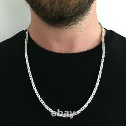 26 Inch MENS Byzantine Viking Chain Necklace 4mm 59GR Real 925 Sterling Silver