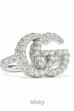 2CT Round Cut GH/VS Diamond GUCCI Gift Ring 14k White Gold Finish