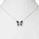 2ct Blue Sapphire Diamond Butterfly Pendant Necklace W18chain 14k White Gold Fn