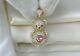 2ct Heart Cut Lab Created Pink Sapphire Teddy Pendant Chain 14k Yellow Gold Fn