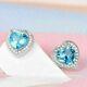 2ct Heart Cut Simulated Blue Topaz Women's Earrings 14k White Gold Plated Silver