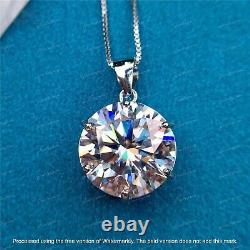 2Ct Lab Created Diamond Round Solitaire Pendant 14K White Gold Plated Free Chain