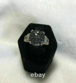 2Ct Round-Cut Black & White Diamond Cluster Wedding Ring 14k Rose Gold FN
