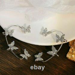 2Ct Round Cut Diamond Butterfly Ear Cuff Women Earrings 14K White Gold Finish