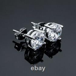 2Ct Round Cut Lab Created Diamond 14K White Gold Plated Solitaire Stud Earrings