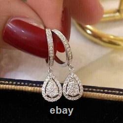 2Ct Round Cut Lab-Created Diamond Drop & Dangle Earrings 14K White Gold Plated