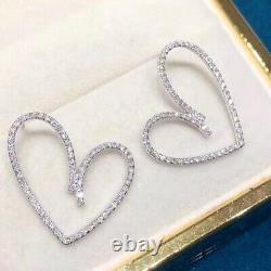 2Ct Round Cut Lab Created Diamond Heart Shape Stud Earring 14k White Gold Finish