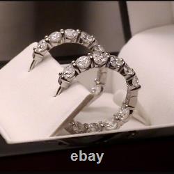 2Ct Round Cut Lab Created Diamond Hoops Earrings 14k White Gold Plated
