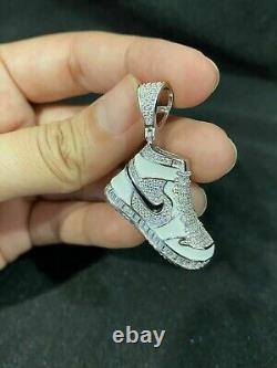 2Ct Round Cut Lab-Created Sports Shoe Charm Men's Pendant 14k White Gold Plated