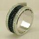 2ct Round Cut Simulated Black Diamond Men's Band Ring In 14k White Gold Plated