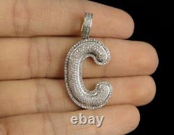2Ct Round Cut Simulated Diamond C Initial Letter Pendant 14K Yellow Gold Plated
