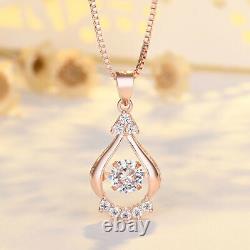2Ct Round Cut Simulated Moissanite Drop Pendant 14K Rose Gold Plated