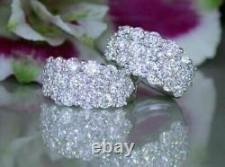2Ct Round Cut Simulated Moissanite Huggie Hoop Earrings 14k White Gold Plated