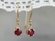2ct Round Cut Simulated Red Ruby Solitaire Earring 14k Yellow Gold Plated